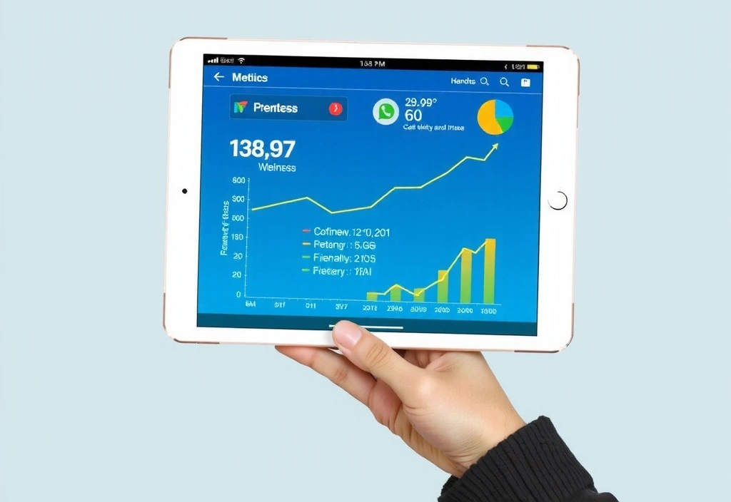 Mână care ține o tabletă cu grafice de sănătate