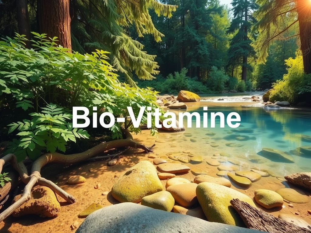 Peisaj natural seren, cu o pădure luxuriantă și un râu cristalin, simbolizând puritatea și originea naturală a ingredientelor Biovitaminec.