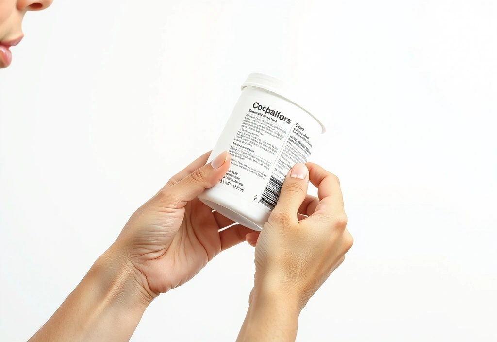 Imagine cu o persoană care citește eticheta unui produs, simbolizând atenția la detalii și siguranță.